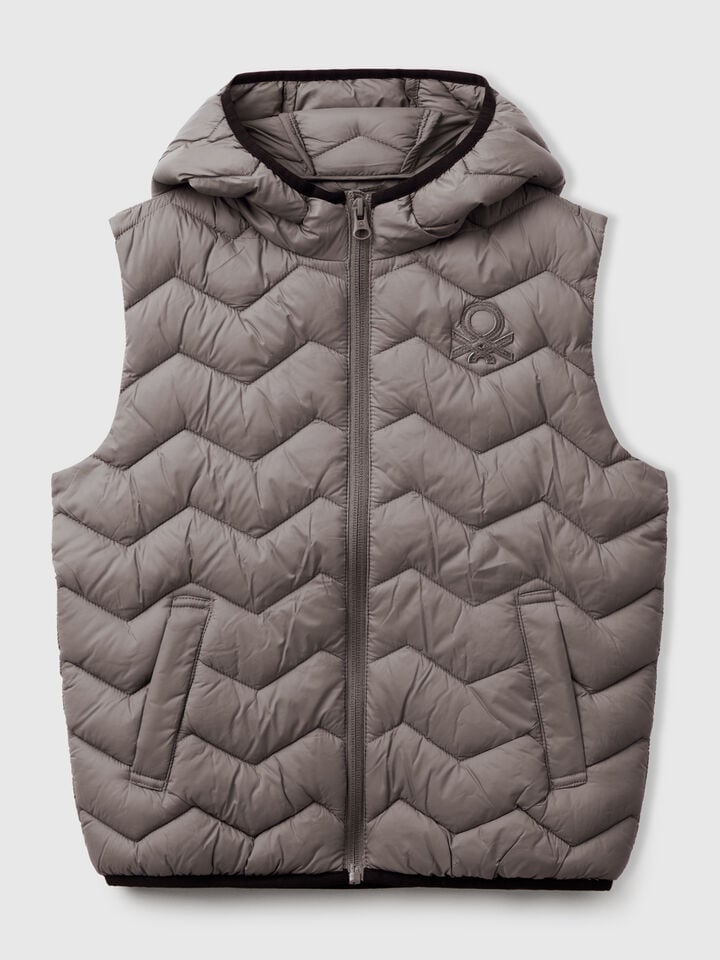 benetton Padded vest with hood Dark Gray