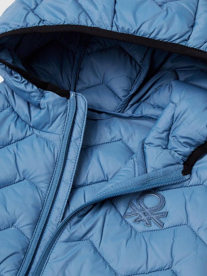 Benetton Padded Vest With Hood Light Blue