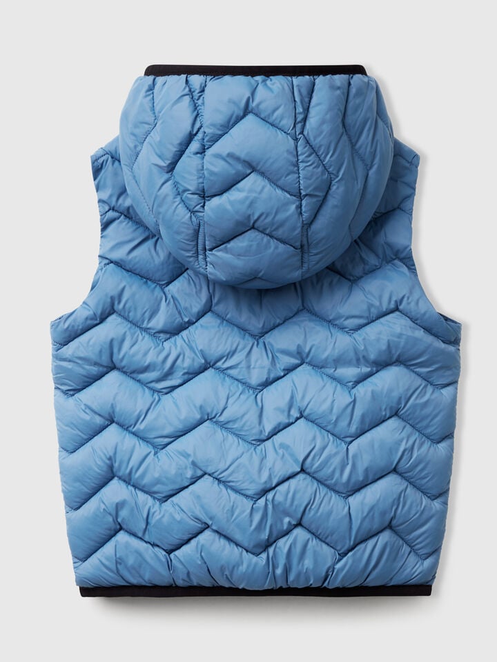 Benetton Padded Vest With Hood Light Blue