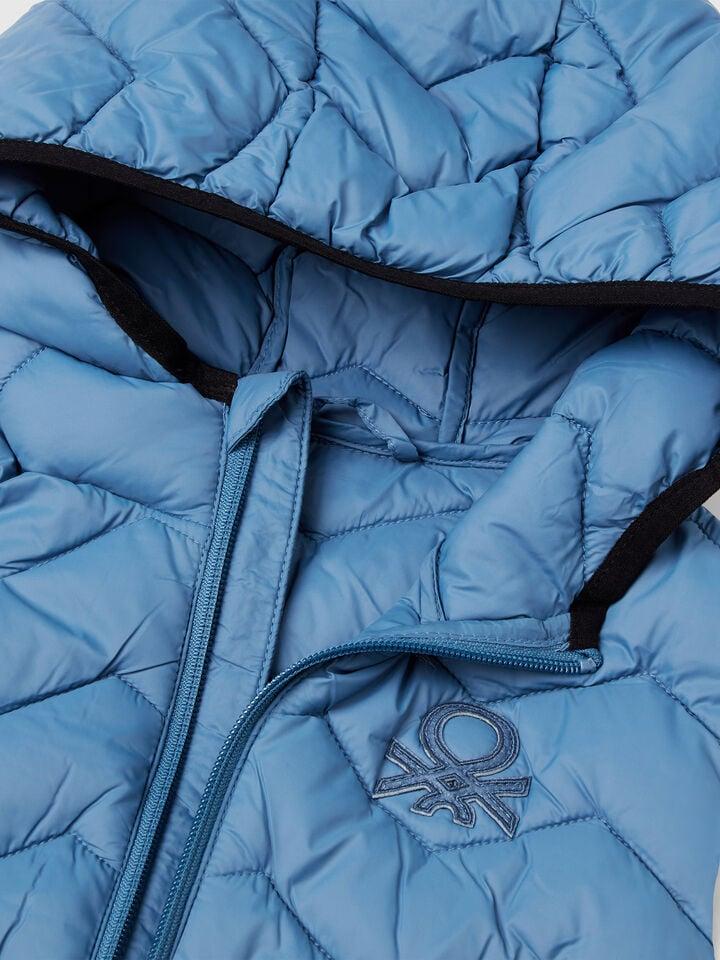 Benetton Padded Vest With Hood Light Blue