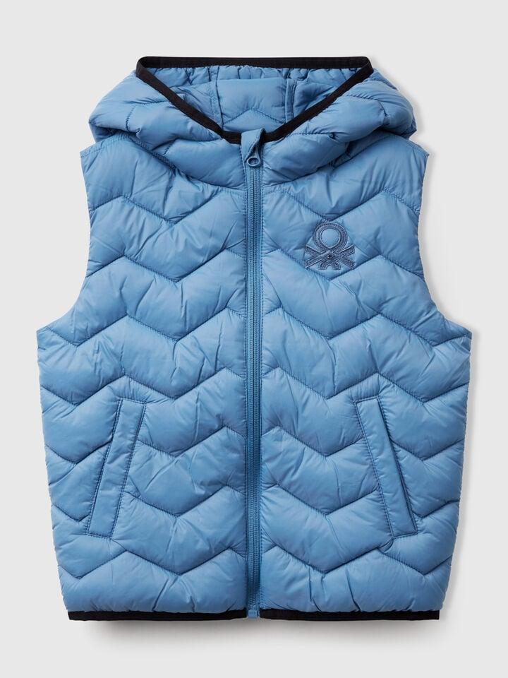 benetton Padded vest with hood Light Blue