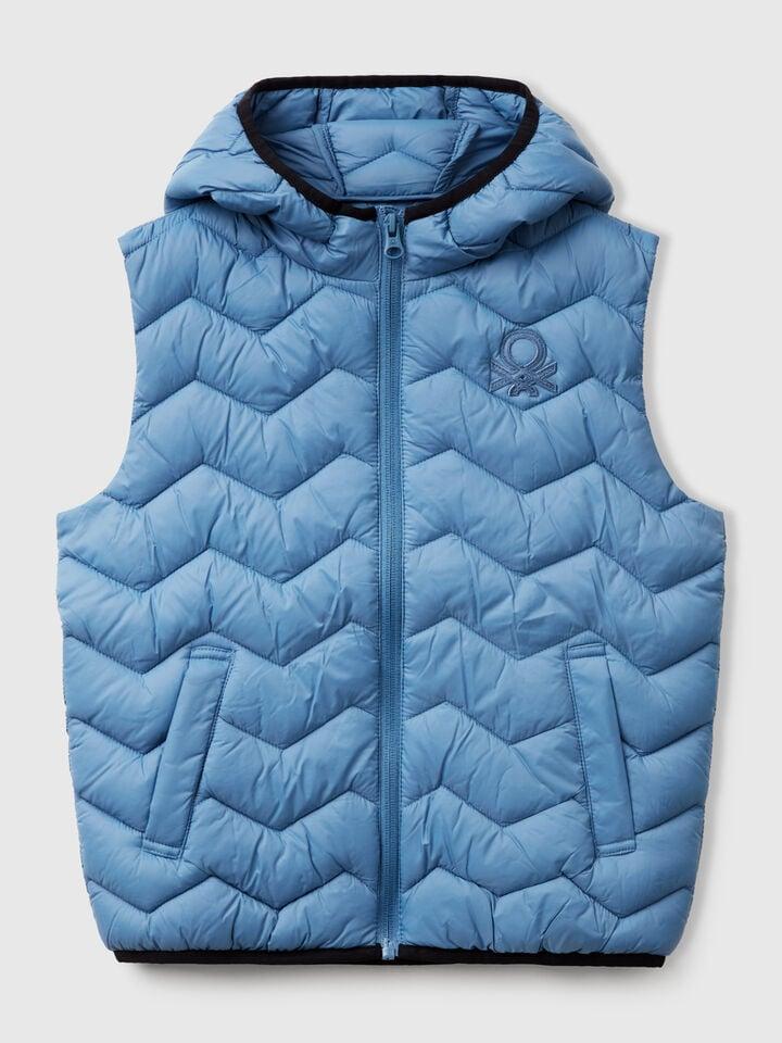 benetton Padded vest with hood Light Blue