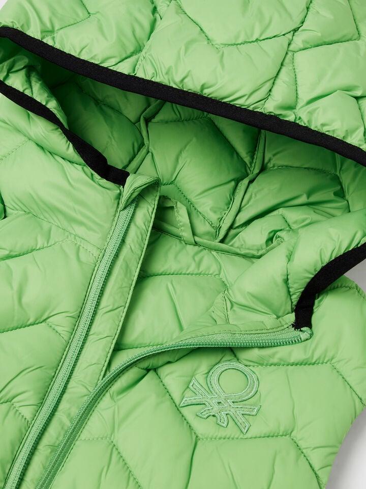 Benetton Padded Vest With Hood Light Green