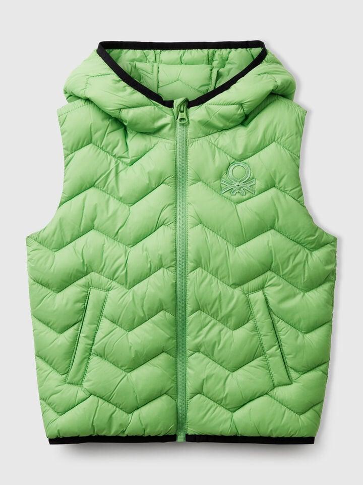 benetton Padded vest with hood Light Green