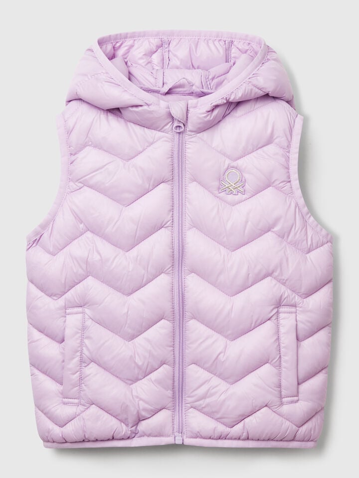 benetton Padded vest with hood Lilac