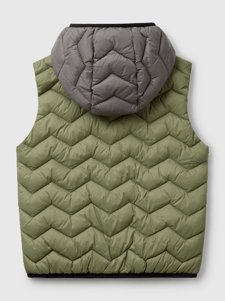 Benetton Padded Vest With Hood Military Green