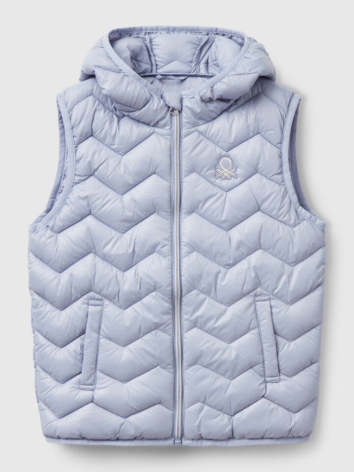 benetton Padded vest with hood Periwinkle