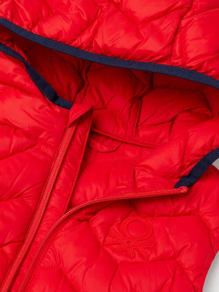 Benetton Padded Vest With Hood Red