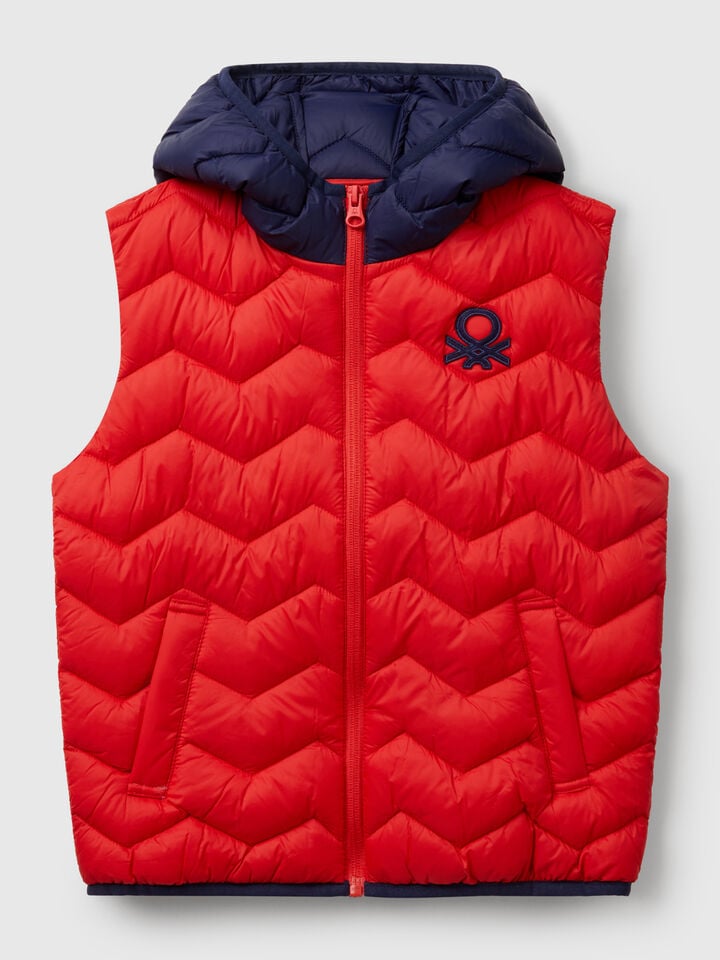 benetton Padded vest with hood Red