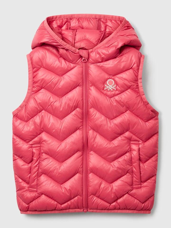 benetton Padded vest with hood Salmon