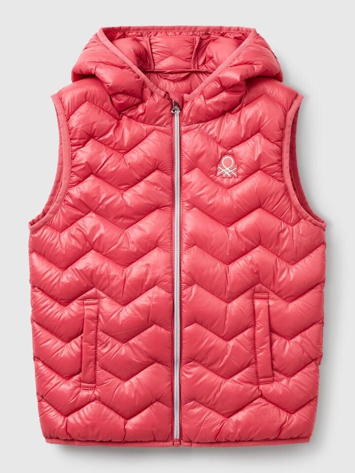 benetton Padded vest with hood Salmon