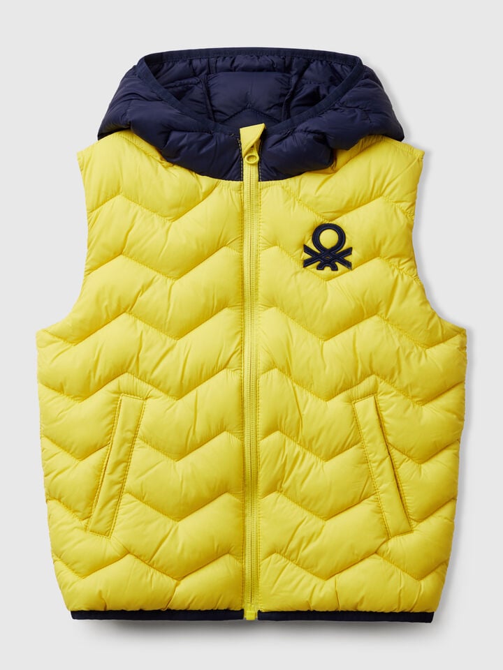 benetton Padded vest with hood Yellow