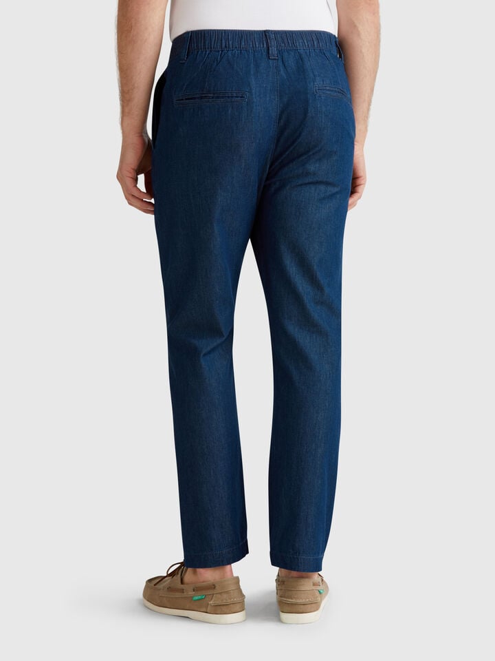 Benetton Pants In Chambray Blue