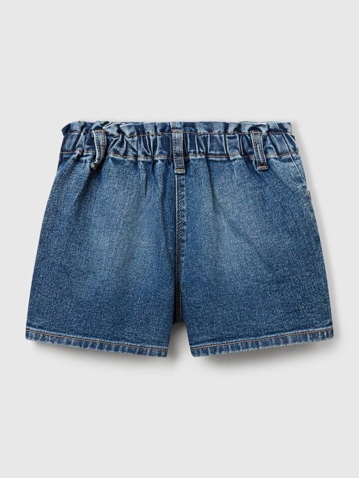 Benetton Paperbag Jeans Shorts Blue