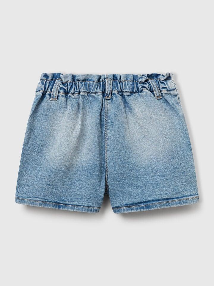 Benetton Paperbag Jeans Shorts Light Blue