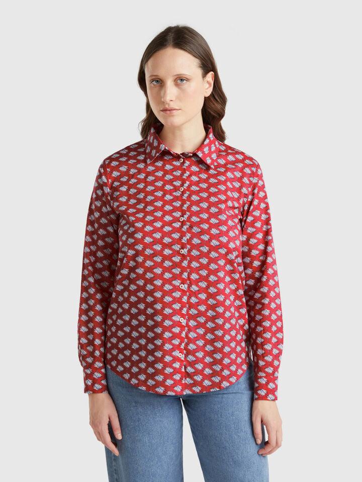 benetton Patterned burgundy shirt Burgundy