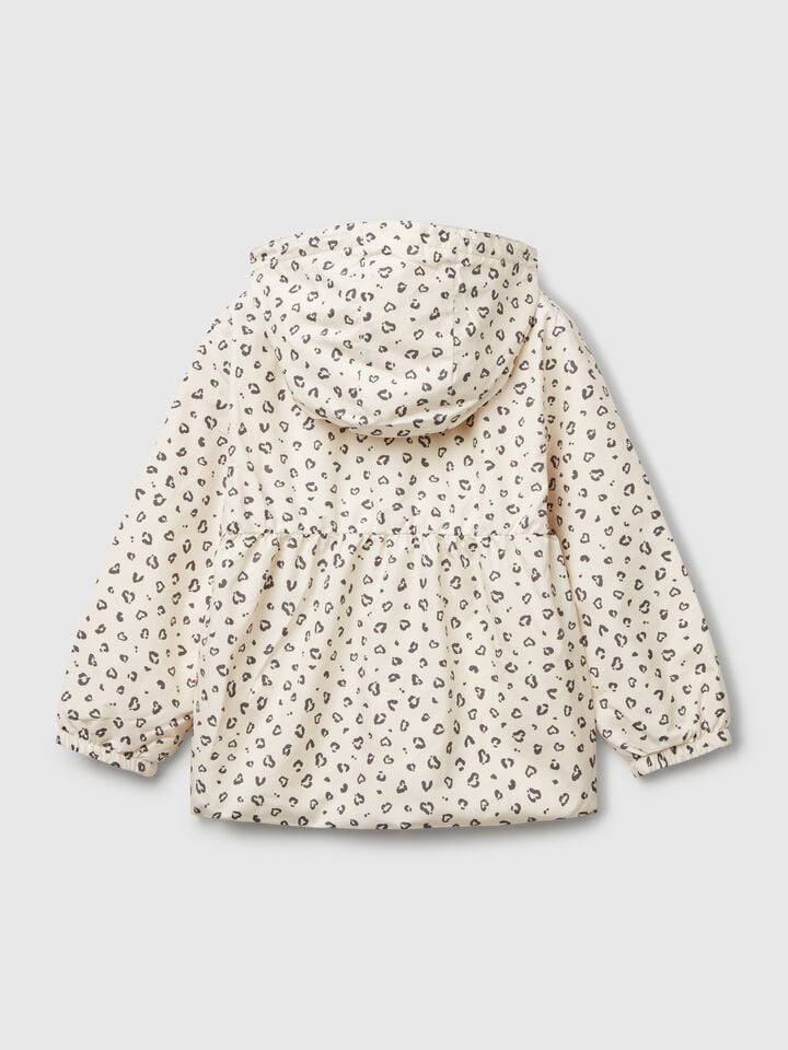 Benetton Patterned Nylon Jacket Creamy White