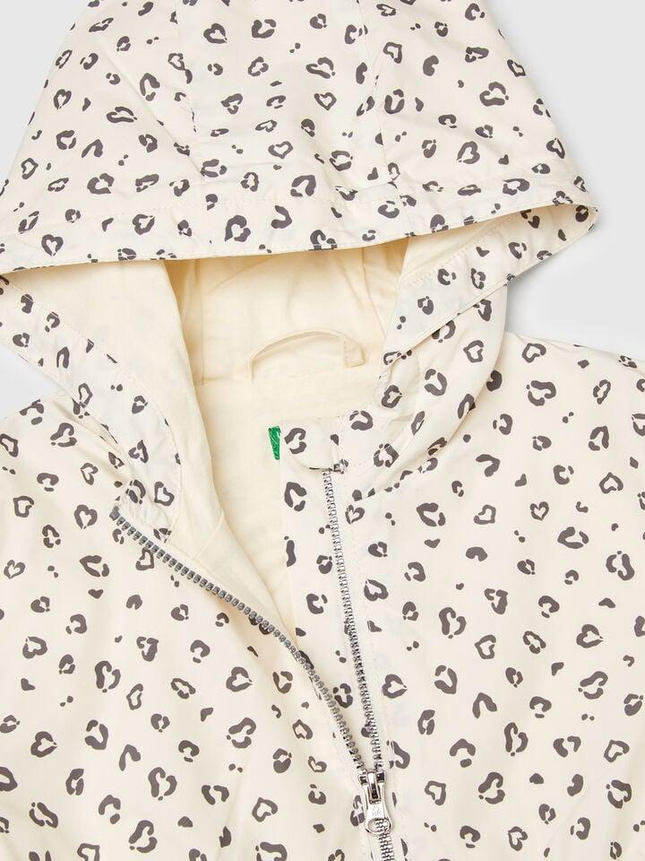 Benetton Patterned Nylon Jacket Creamy White