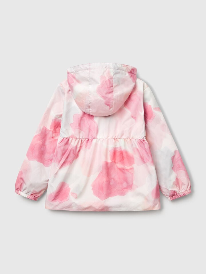 Benetton Patterned Nylon Jacket Pastel Pink