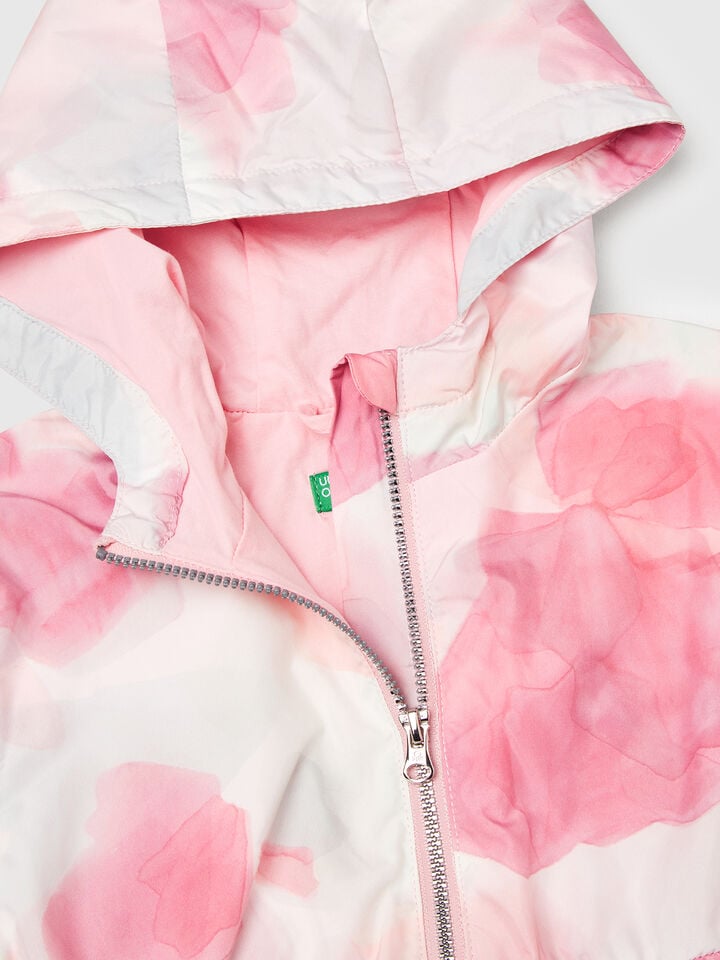 Benetton Patterned Nylon Jacket Pastel Pink