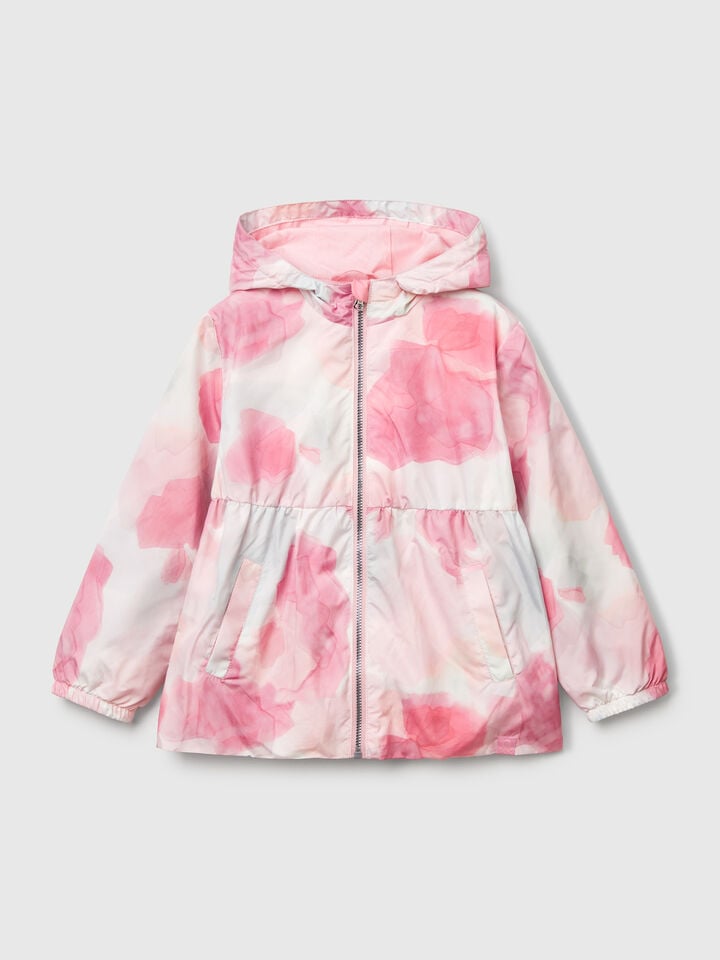 benetton Patterned nylon jacket Pastel Pink