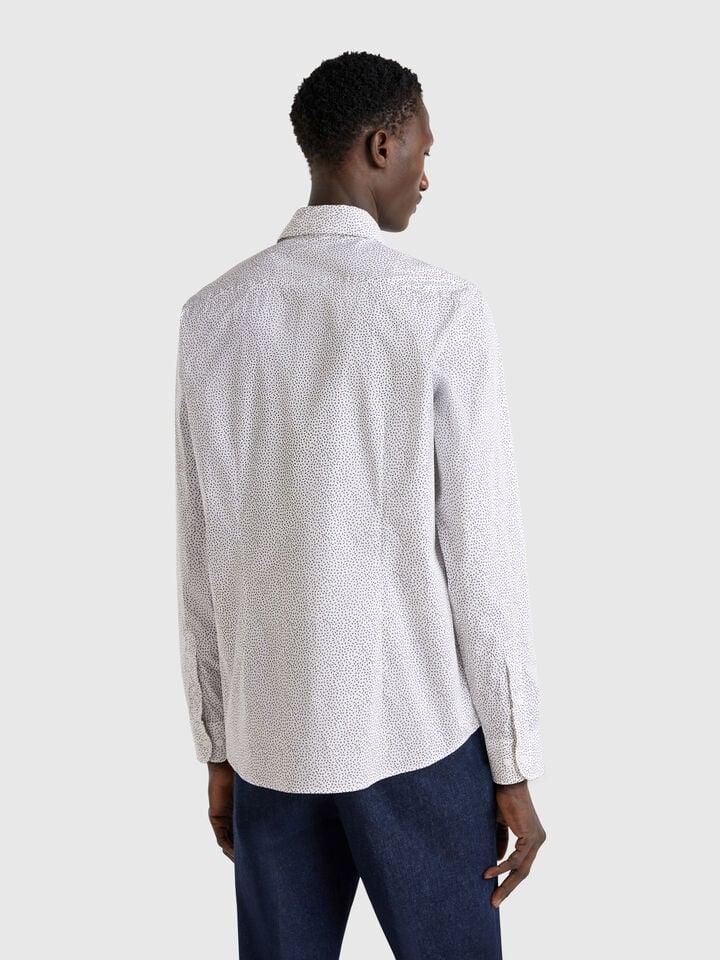 Benetton Patterned Slim Fit Shirt White