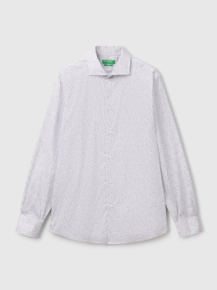 Benetton Patterned Slim Fit Shirt White