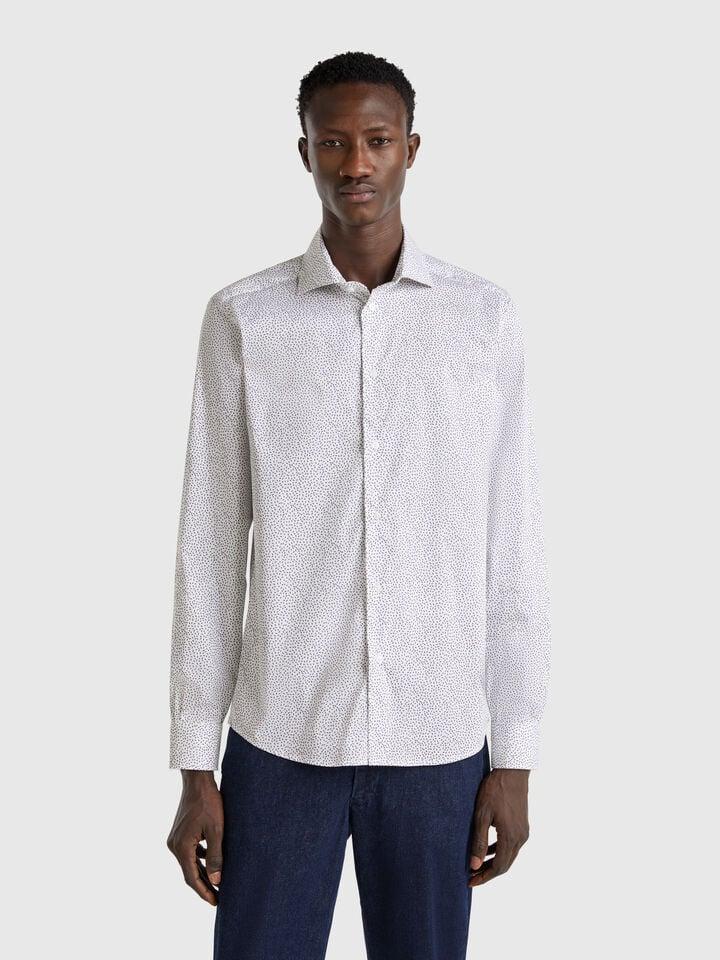 benetton Patterned slim fit shirt White