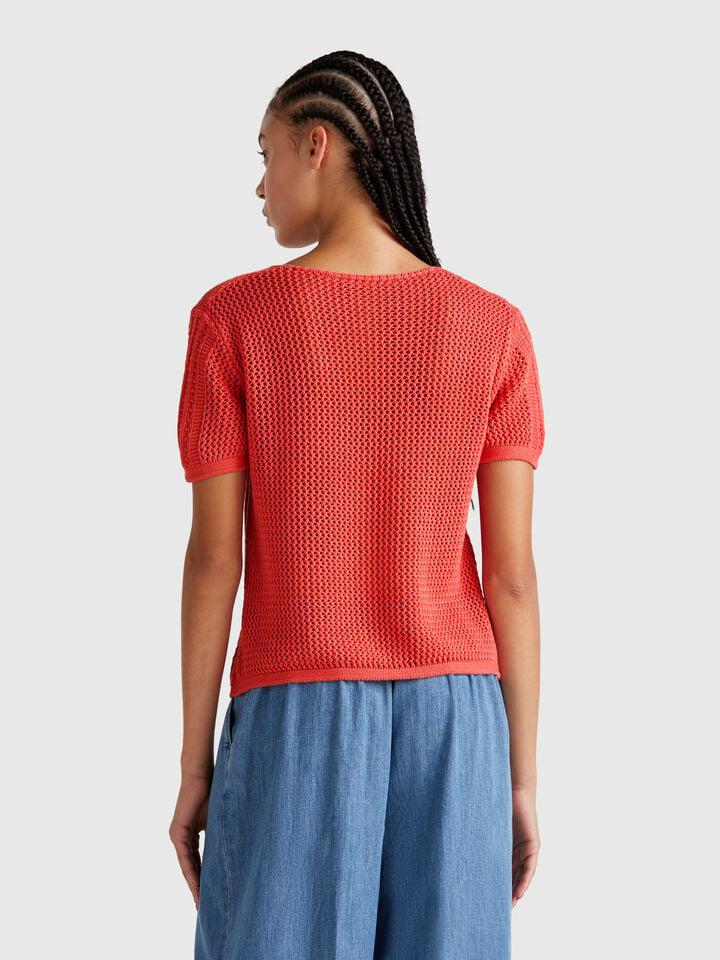 Benetton Perforated Sweater Brick Red