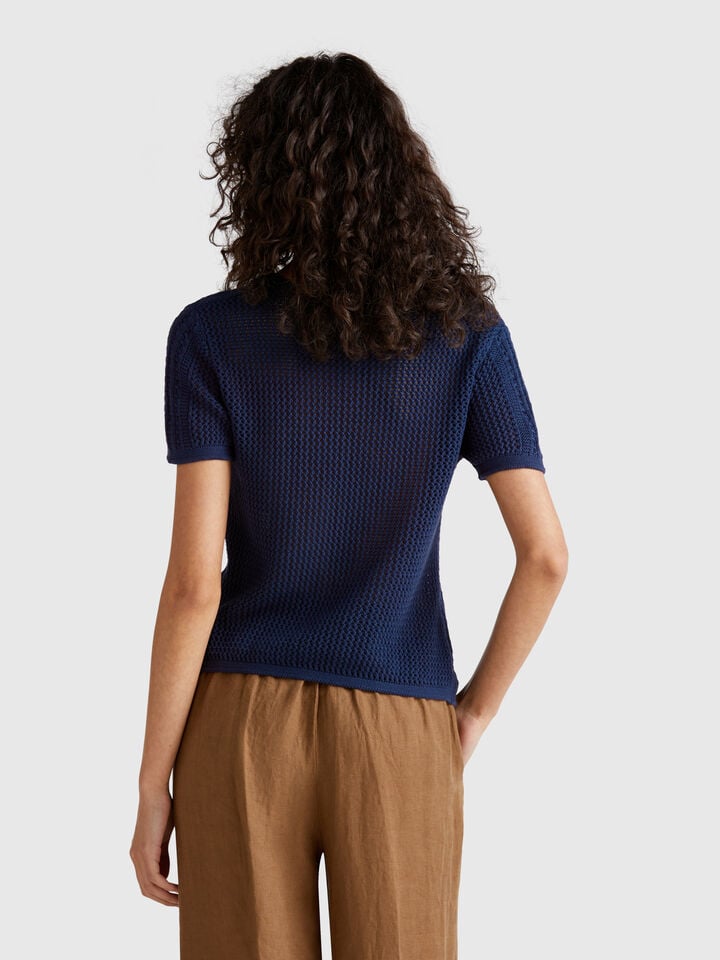 Benetton Perforated Sweater Dark Blue
