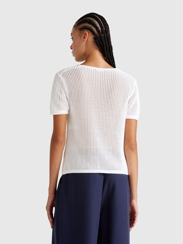Benetton Perforated Sweater White