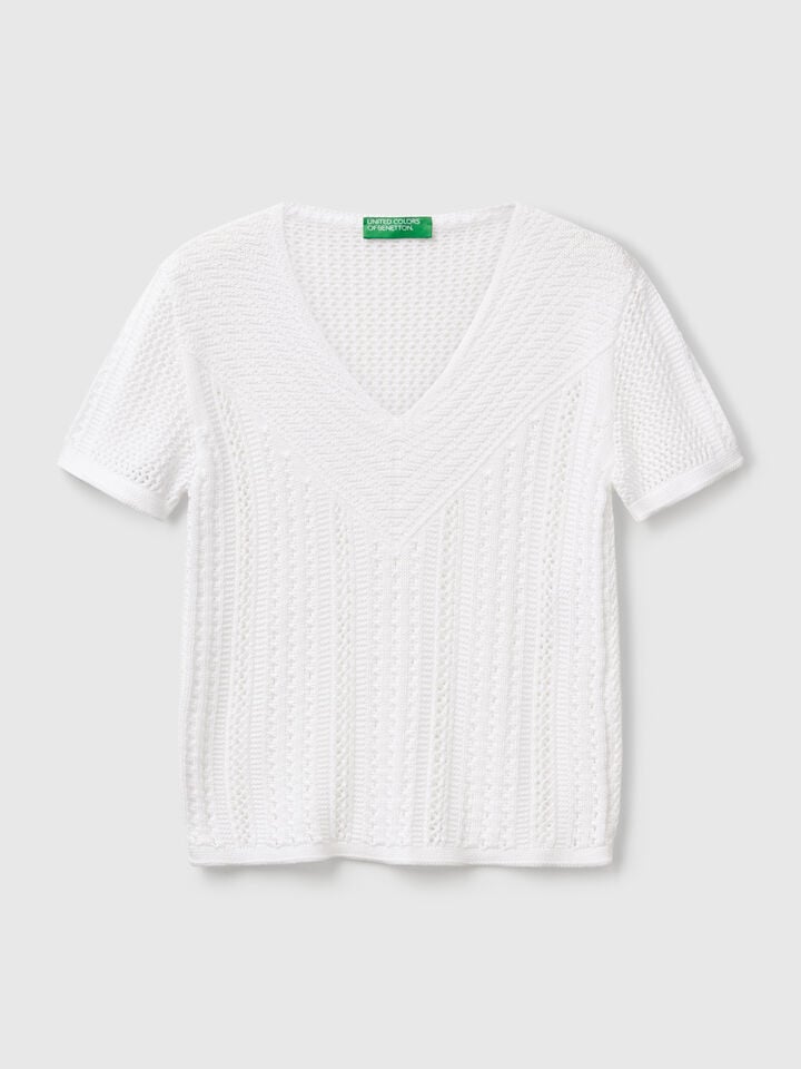 Benetton Perforated Sweater White