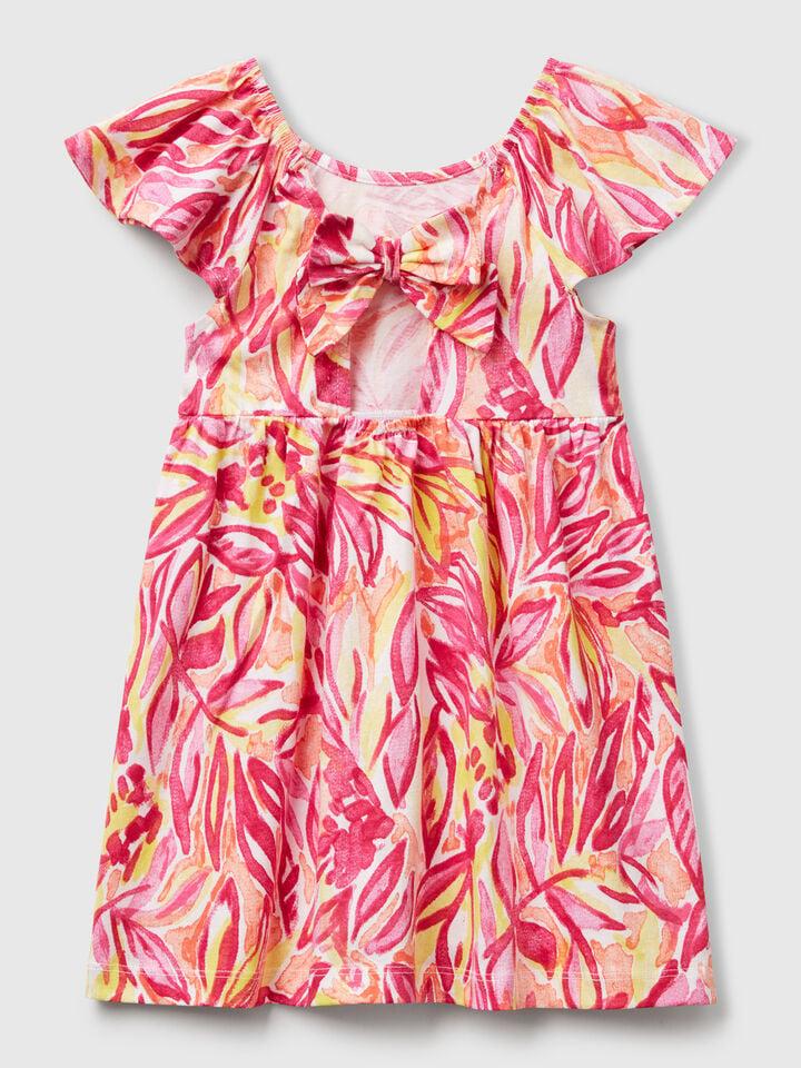 Benetton Pink Dress With Tropical Print Pink