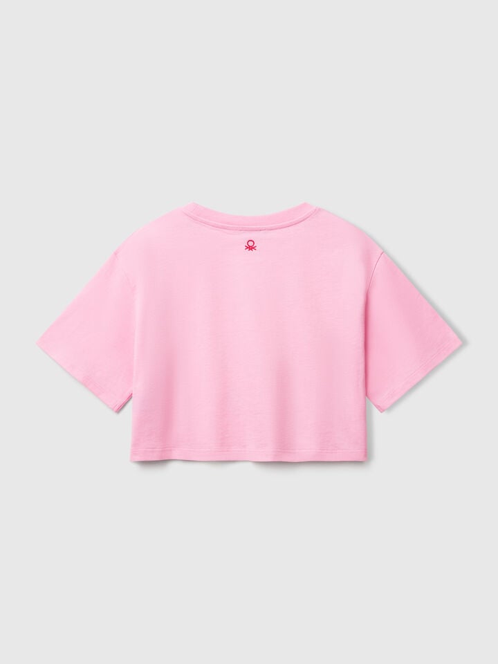 Benetton Pink T-shirt With Shell Embroidery Pink