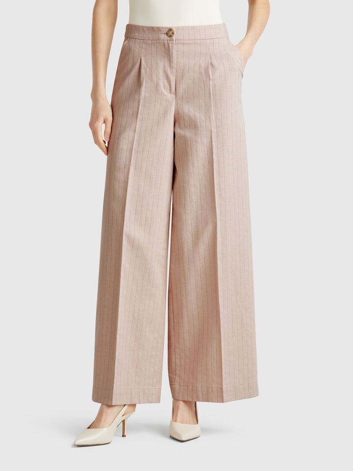 benetton Pinstripe palazzo trousers Beige