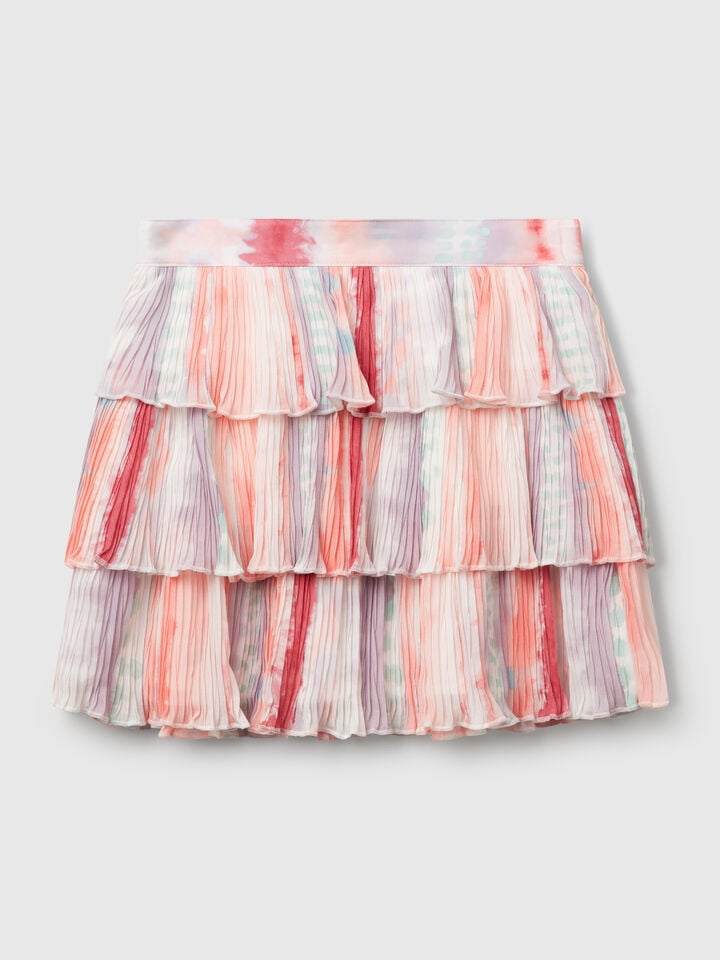 Benetton Pleated Skirt With Print Multi-color