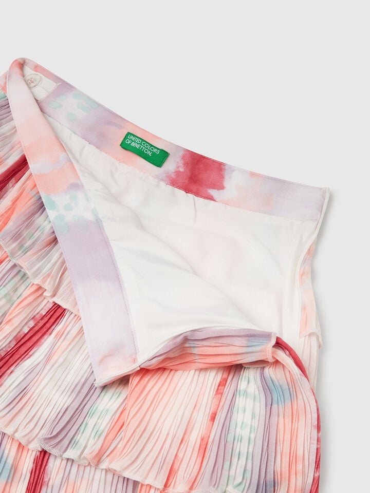 Benetton Pleated Skirt With Print Multi-color