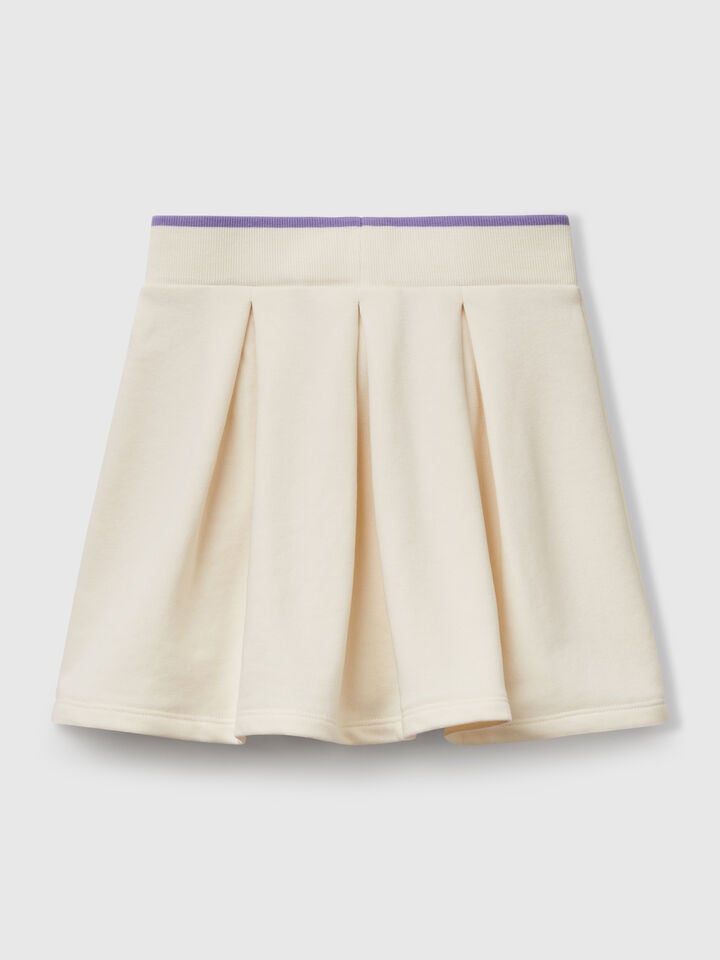Benetton Pleated Sweat Skirt Creamy White
