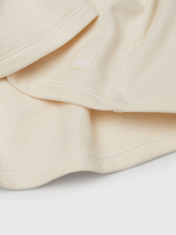 Benetton Pleated Sweat Skirt Creamy White