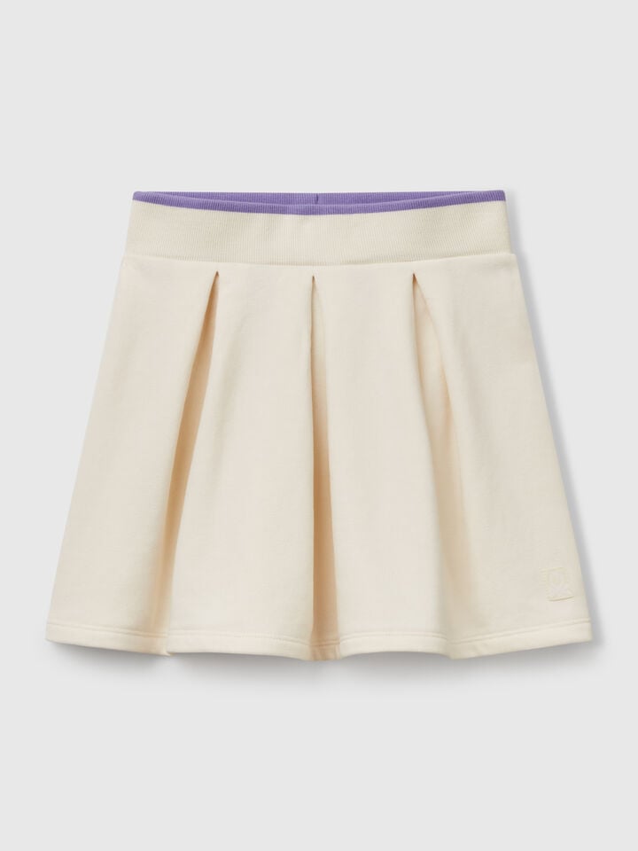 benetton Pleated sweat skirt Creamy White