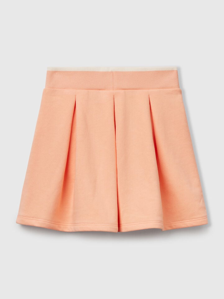 Benetton Pleated Sweat Skirt Peach
