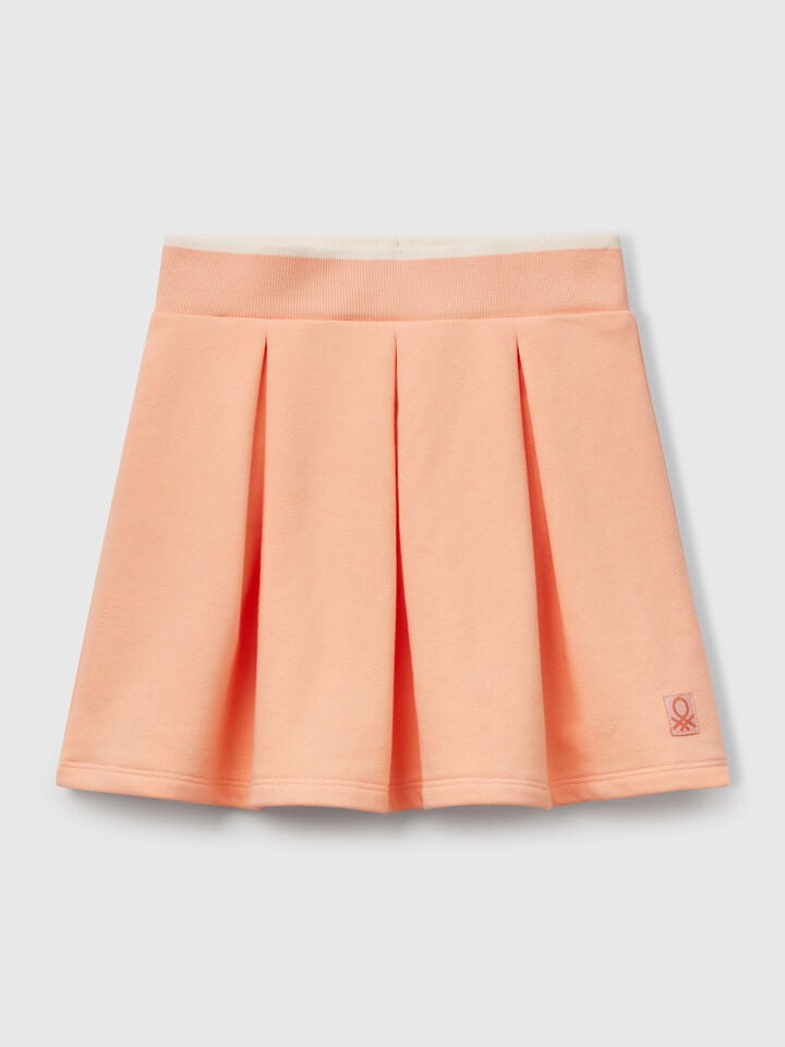 Benetton Pleated Sweat Skirt Peach