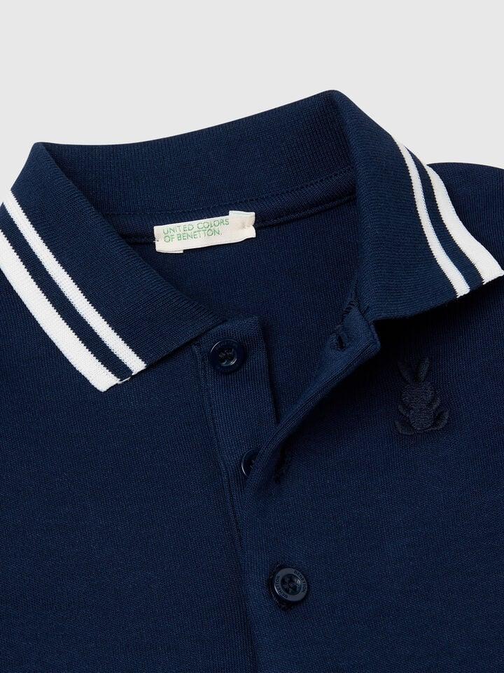 Benetton Polo Bodysuit In Cotton Dark Blue