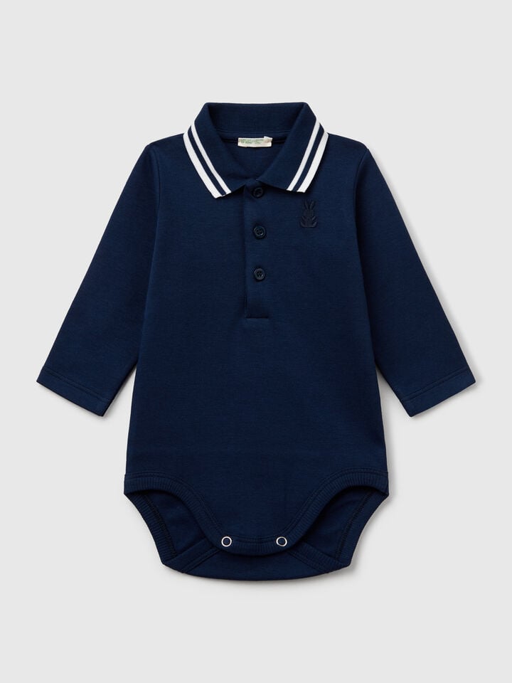 benetton Polo bodysuit in cotton Dark Blue