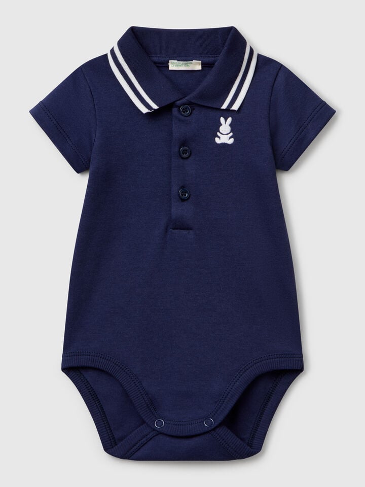 benetton Polo bodysuit in cotton Dark Blue