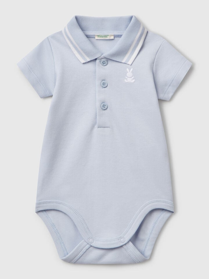 benetton Polo bodysuit in cotton Sky Blue