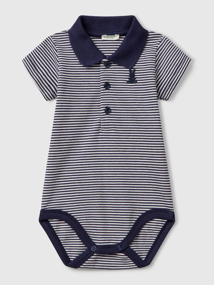 benetton Polo bodysuit in stretch cotton Dark Blue