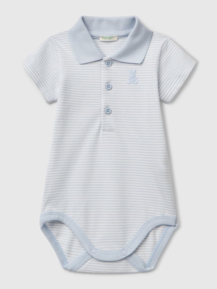 benetton Polo bodysuit in stretch cotton Sky Blue