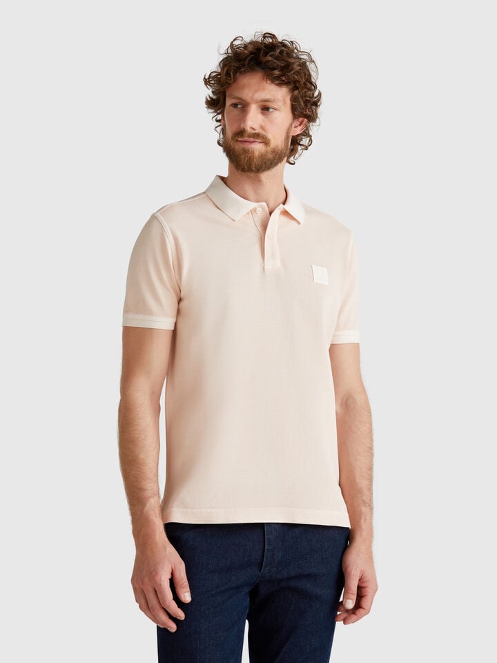 benetton Powder pink regular fit polo Soft Pink