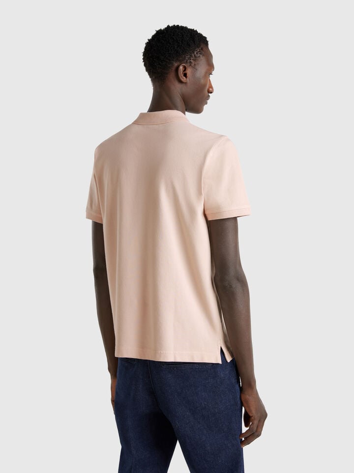 Benetton Powder Pink Slim Fit Polo Soft Pink